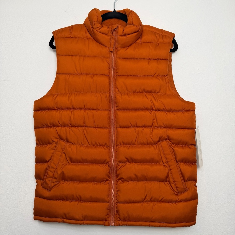 Old Navy Mens Water Resistant Puffer Vest Burnt Orange Small NWT